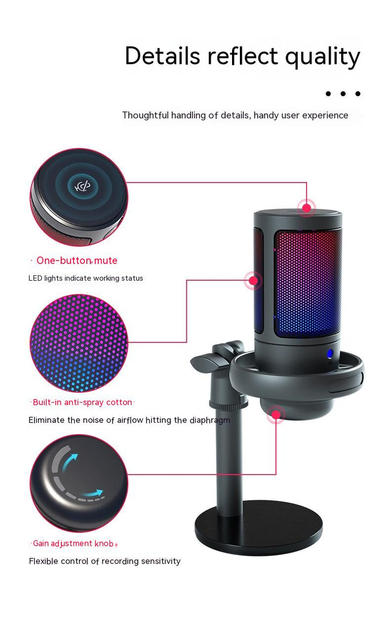 Professional RGB Condenser Microphone for Live Broadcasts