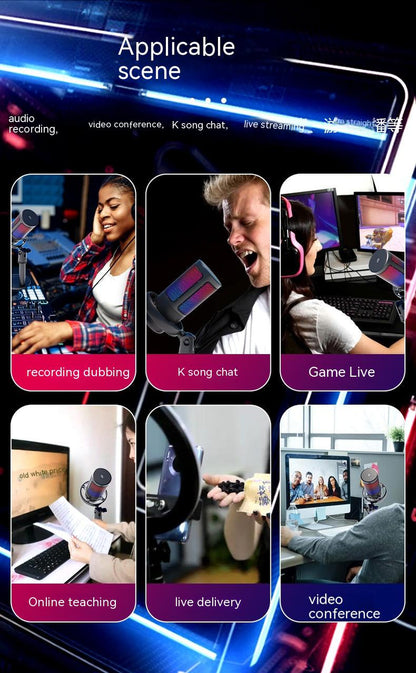 Professional RGB Condenser Microphone for Live Broadcasts