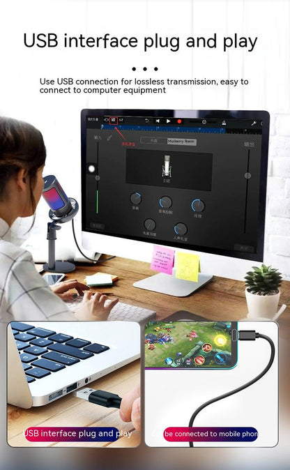 Professional RGB Condenser Microphone for Live Broadcasts