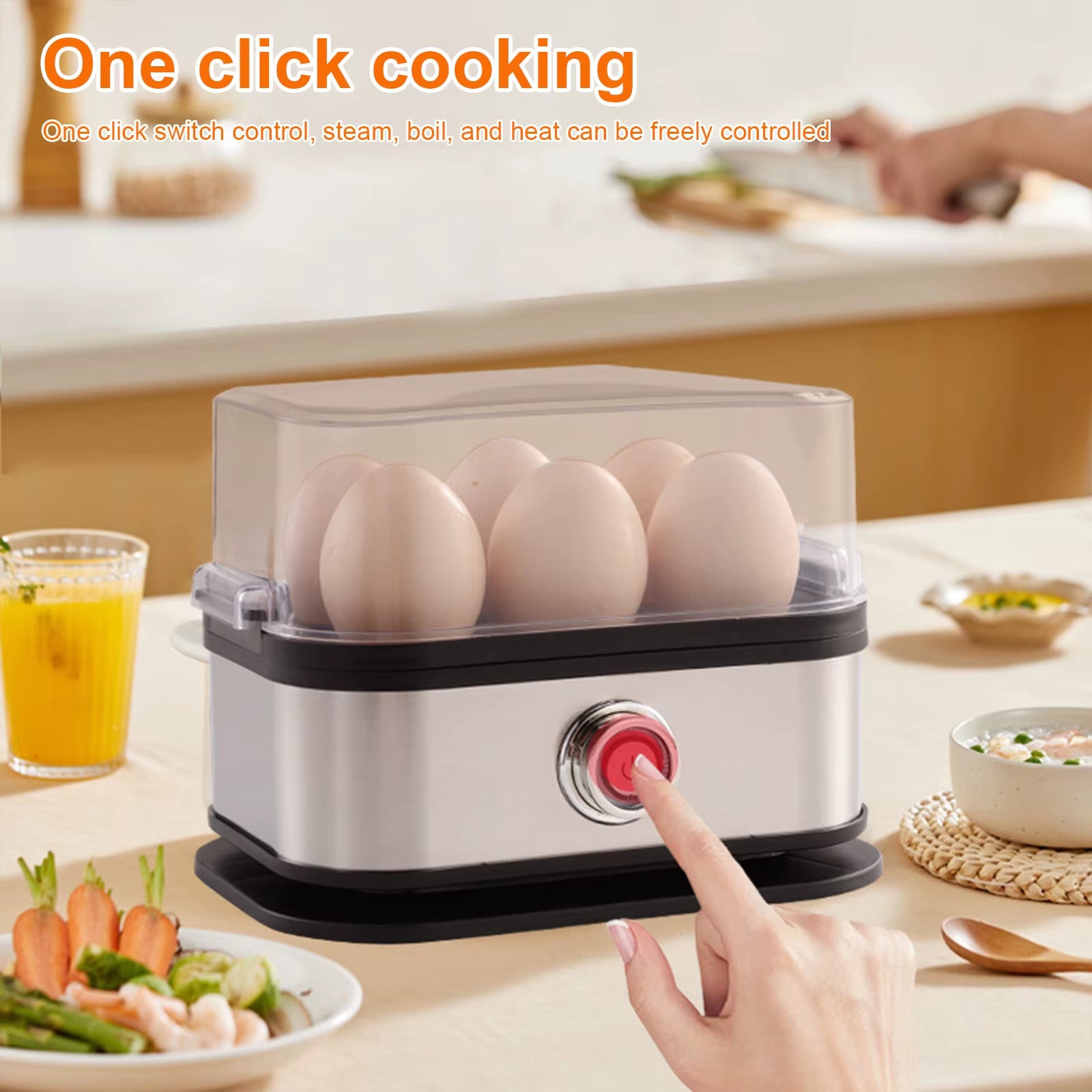 Electric Egg Cooker with Auto Shut-Off Food Steamer 6-Egg Capacity Egg Poacher for Hard Boiled Eggs