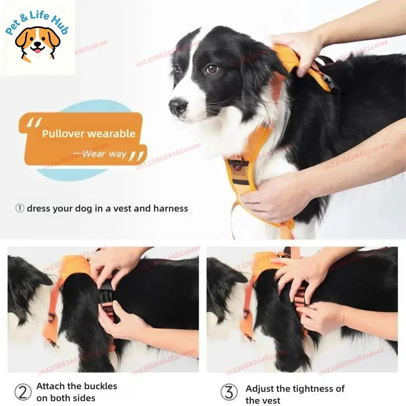 All in One Retractable Dog Leash Harness Anti-Escape No Pull Pet Vest Style Harness for Medium Large Dogs Walking