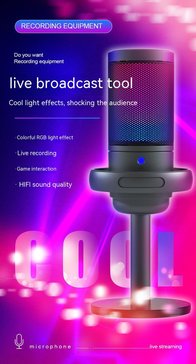 Professional RGB Condenser Microphone for Live Broadcasts