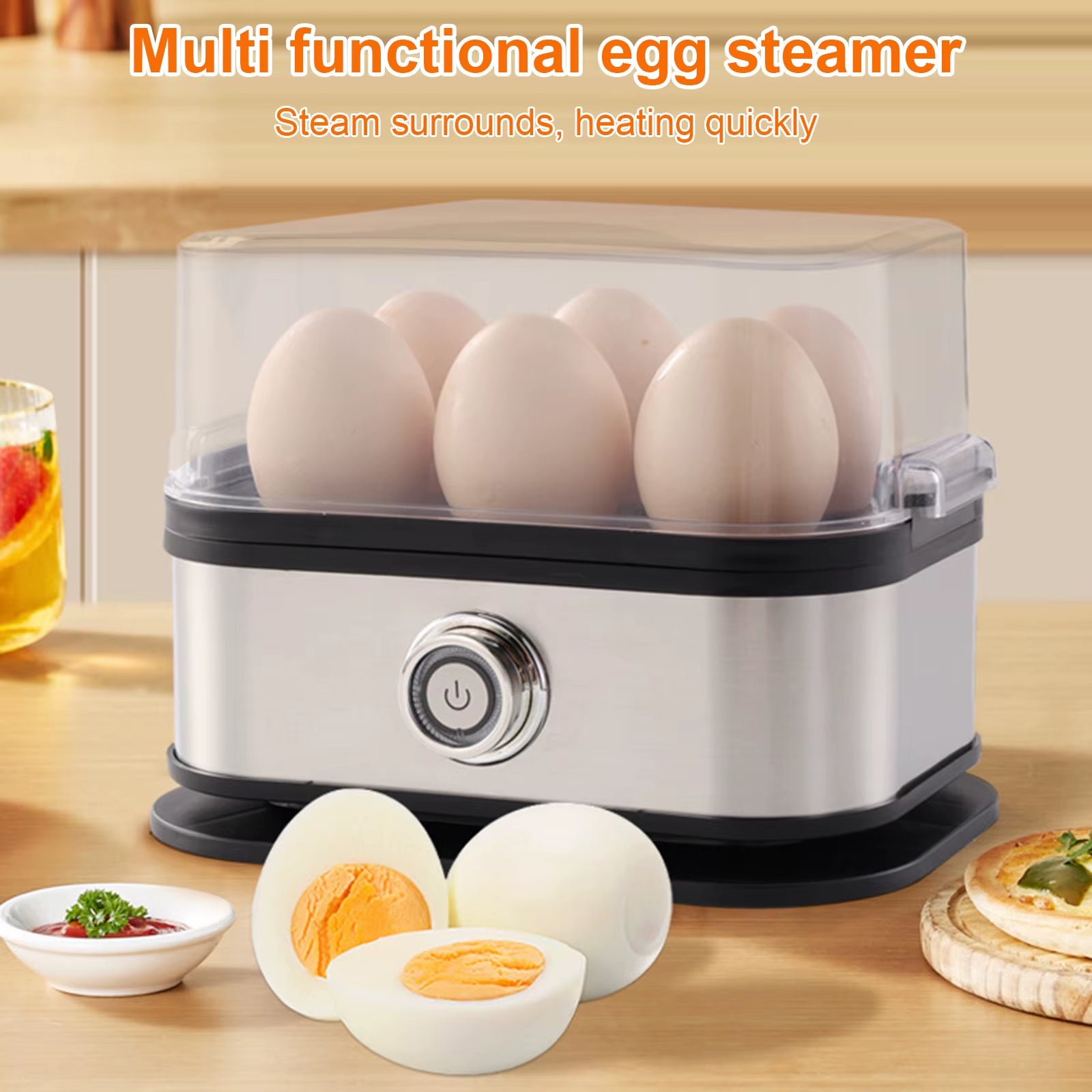 Electric Egg Cooker with Auto Shut-Off Food Steamer 6-Egg Capacity Egg Poacher for Hard Boiled Eggs